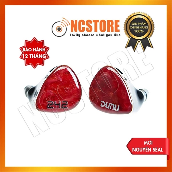 Tai nghe có dây, không có khung chụp qua đầu, không micro, nhãn hiệu: DUNU, model: DN 242, tần số 5Hz - 40kHz, chiều dài dây 1.2m, nsx: DONGGUAN TOP DEN ELECTRONICS CO.LTD, mới 100%