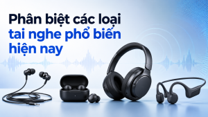 Phân biệt các loại tai nghe phổ biến hiện nay gồm tai nghe In-ear, tai nghe True Wireless, Over-ear, tai nghe có dây và Open-ear.