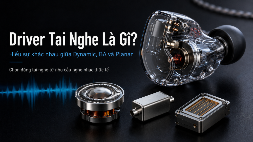 Hình ảnh minh họa driver tai nghe, giúp người mới hiểu sự khác nhau giữa Dynamic, BA và Planar khi chọn tai nghe.